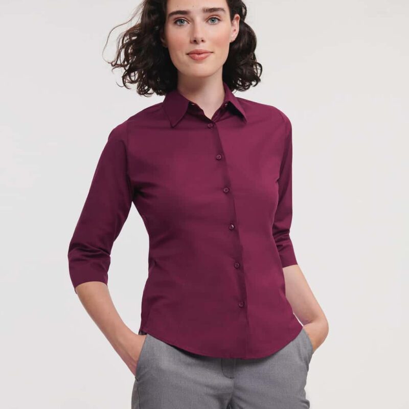 Ladies` 3/4 Sleeve Easy Care Fitted Shirt